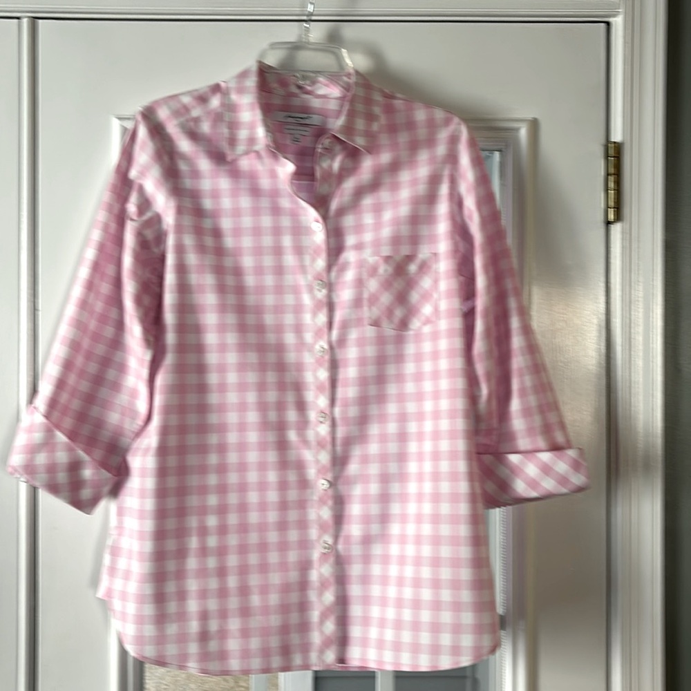 Foxcroft pink& white blouse size 14